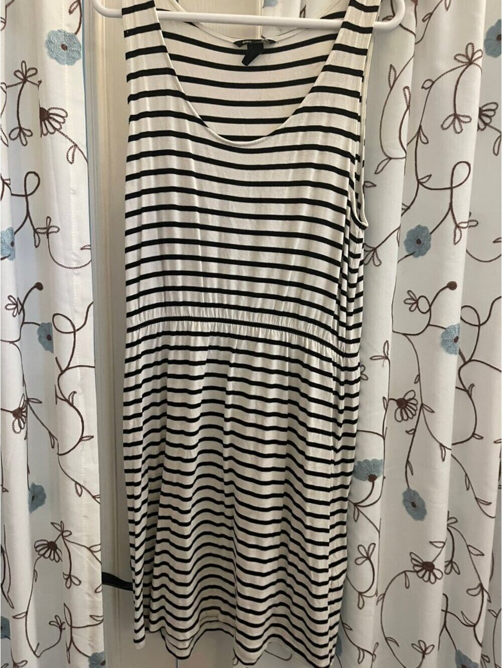 NWOT | H&M | L | Black & White Striped Sleeveless Fit & Flare Dress - Picture 2 of 6